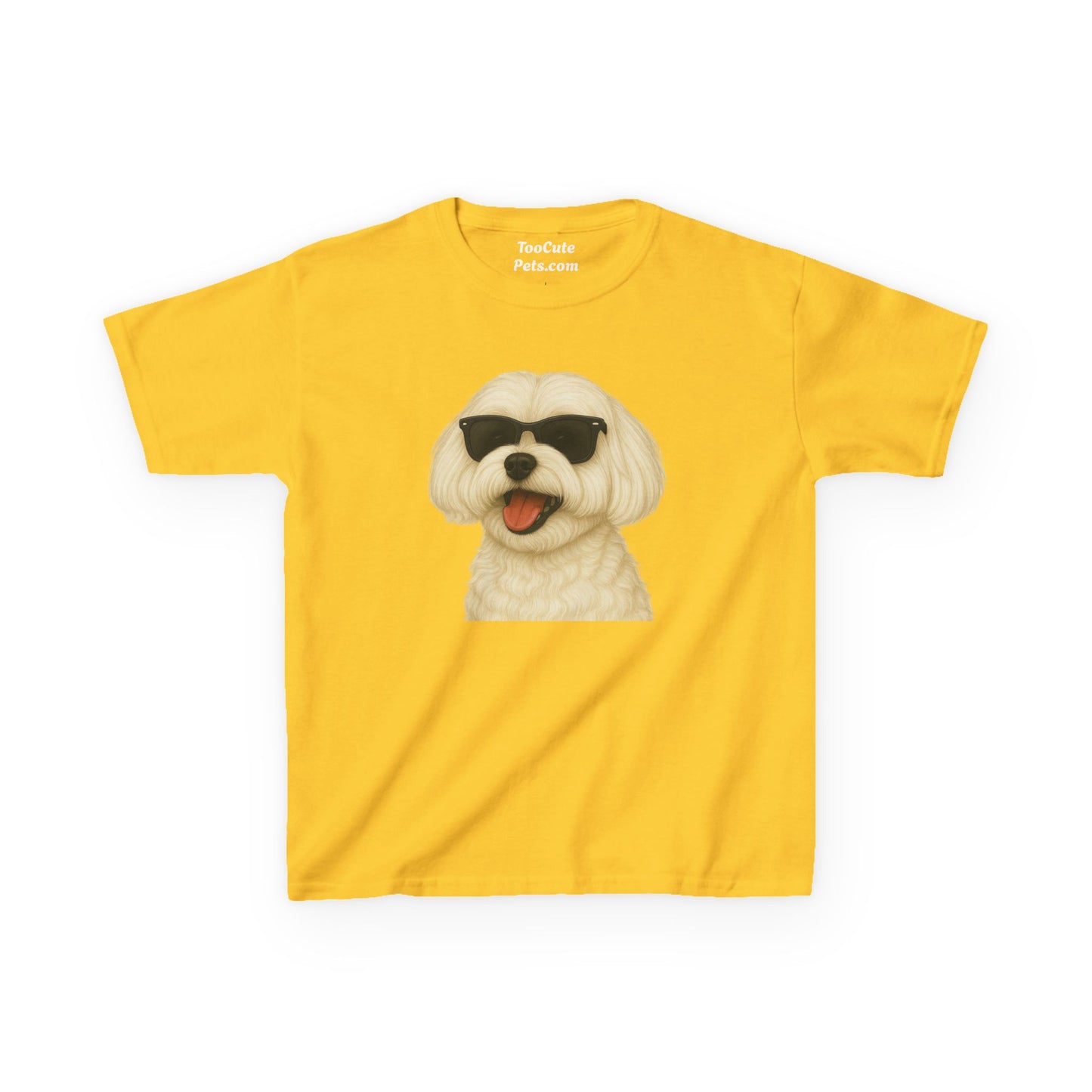 White Maltese Wearing Sunglasses - Kids Tee