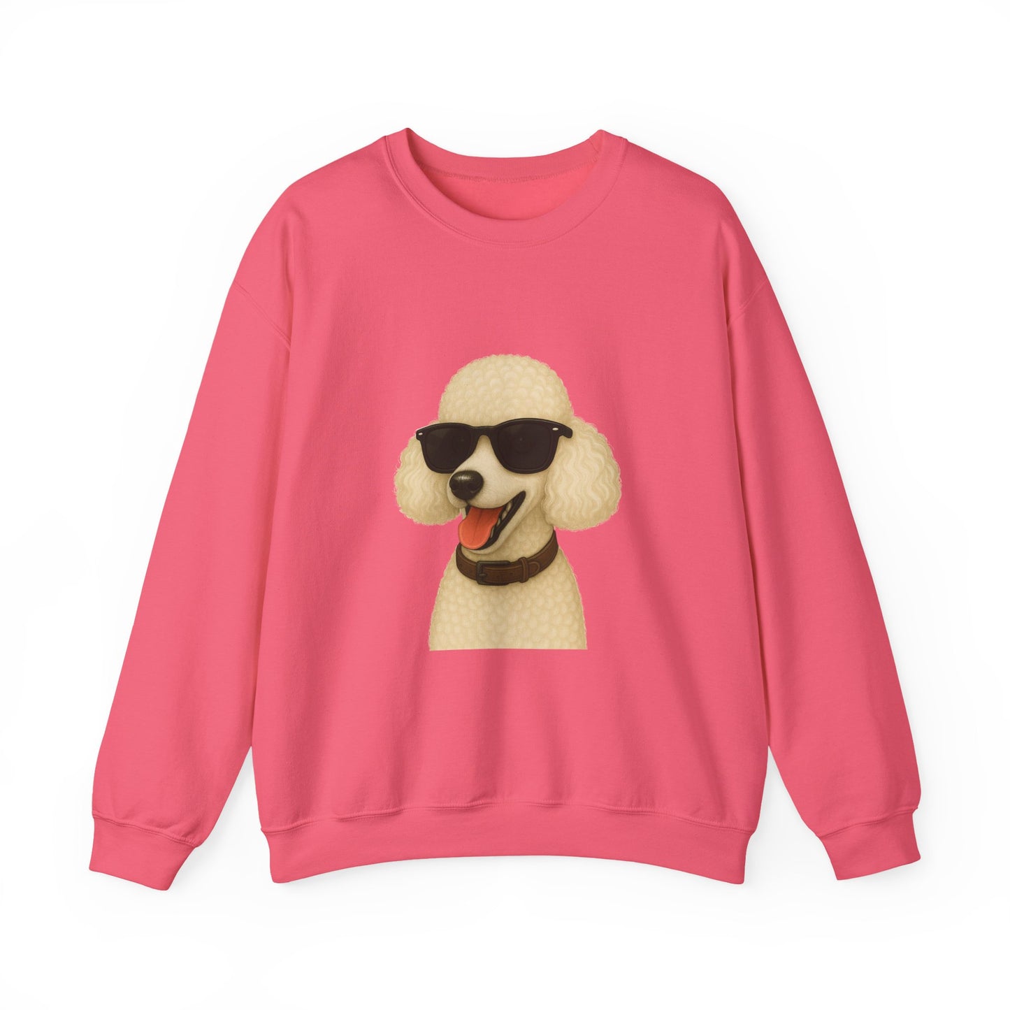White Poodle Wearing Sunglasses - Adult Crewneck Sweatshirt
