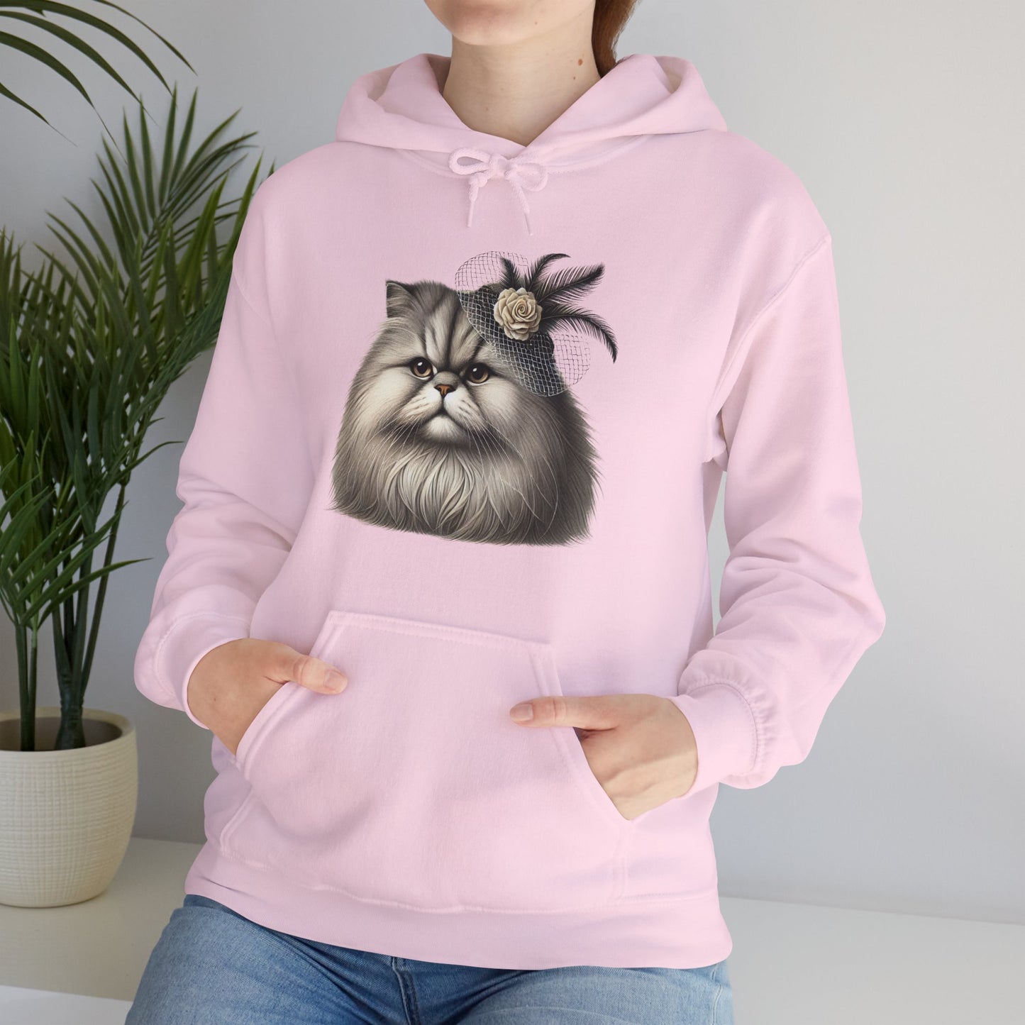 Persian Cat Wearing A Flower Fascinator - Adult Hoodie - Too Cute Pets