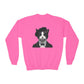 Tuxedo Cat Wearing A Tuxedo And A Beret - Youth Crewneck Sweatshirt - Too Cute Pets