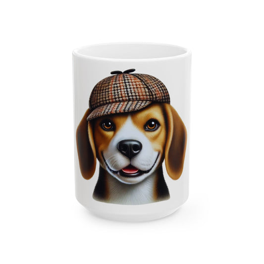 Beagle Wearing a Deerstalker Hat - Ceramic Mug