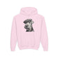 Airedale Terrier Wearing Tweed Flat Cap (Black and White)-  Youth Hoodie - Too Cute Pets