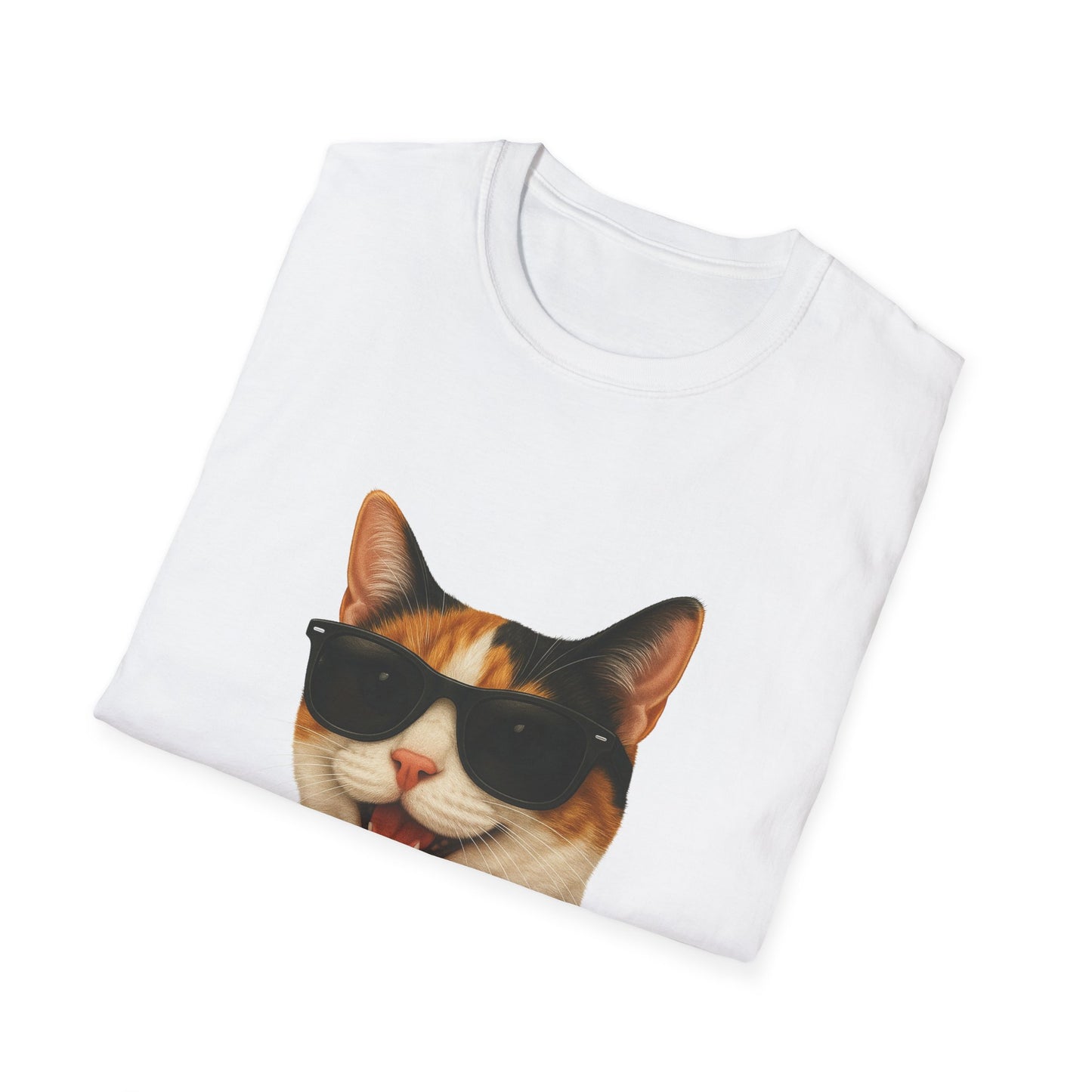 Calico Shorthair Cat Wearing Sunglasses - Adult T-Shirt