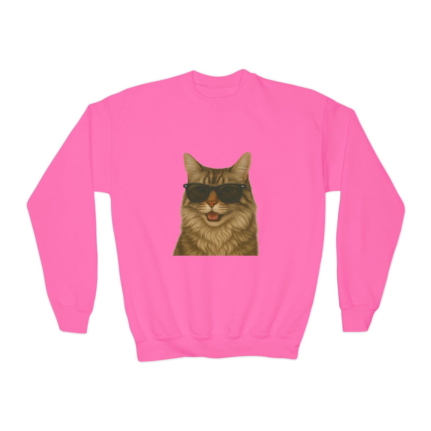 Siberian Cat Wearing Sunglasses - Youth Crewneck Sweatshirt