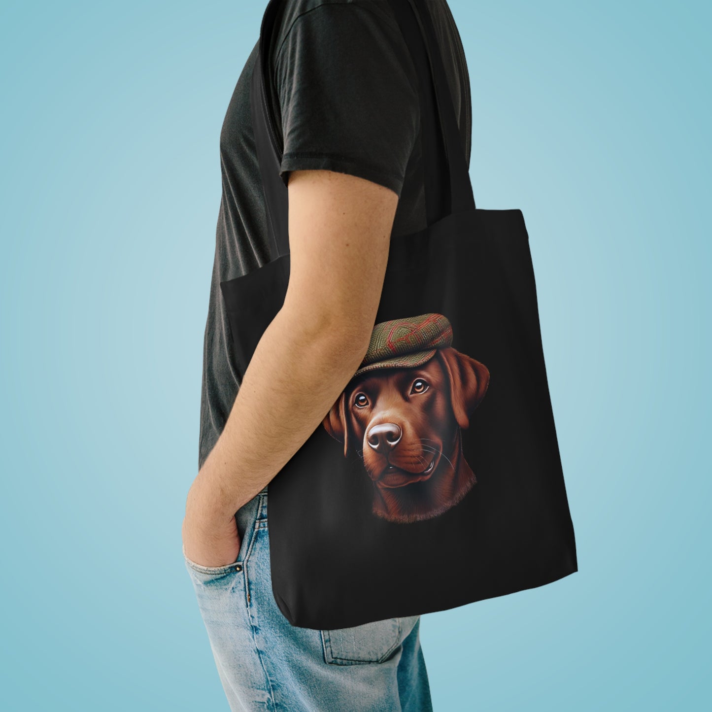 Labrador Wearing a Tweed Flat Cap - Cotton Tote Bag