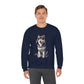 Husky in Fur Trappers Hat - Adult Crewneck Sweatshirt - Too Cute Pets