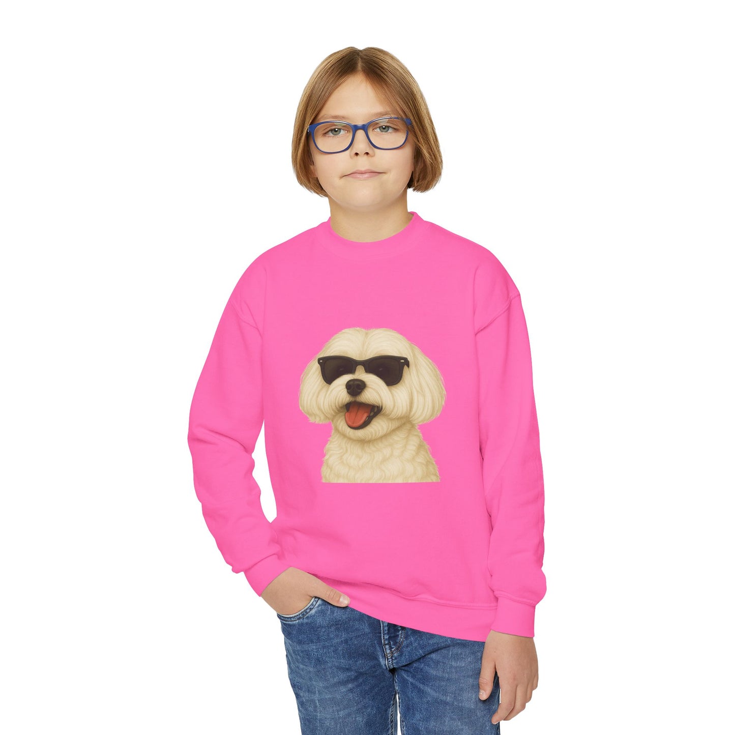 Maltese Wearing Sunglasses - Youth Sweatshirt