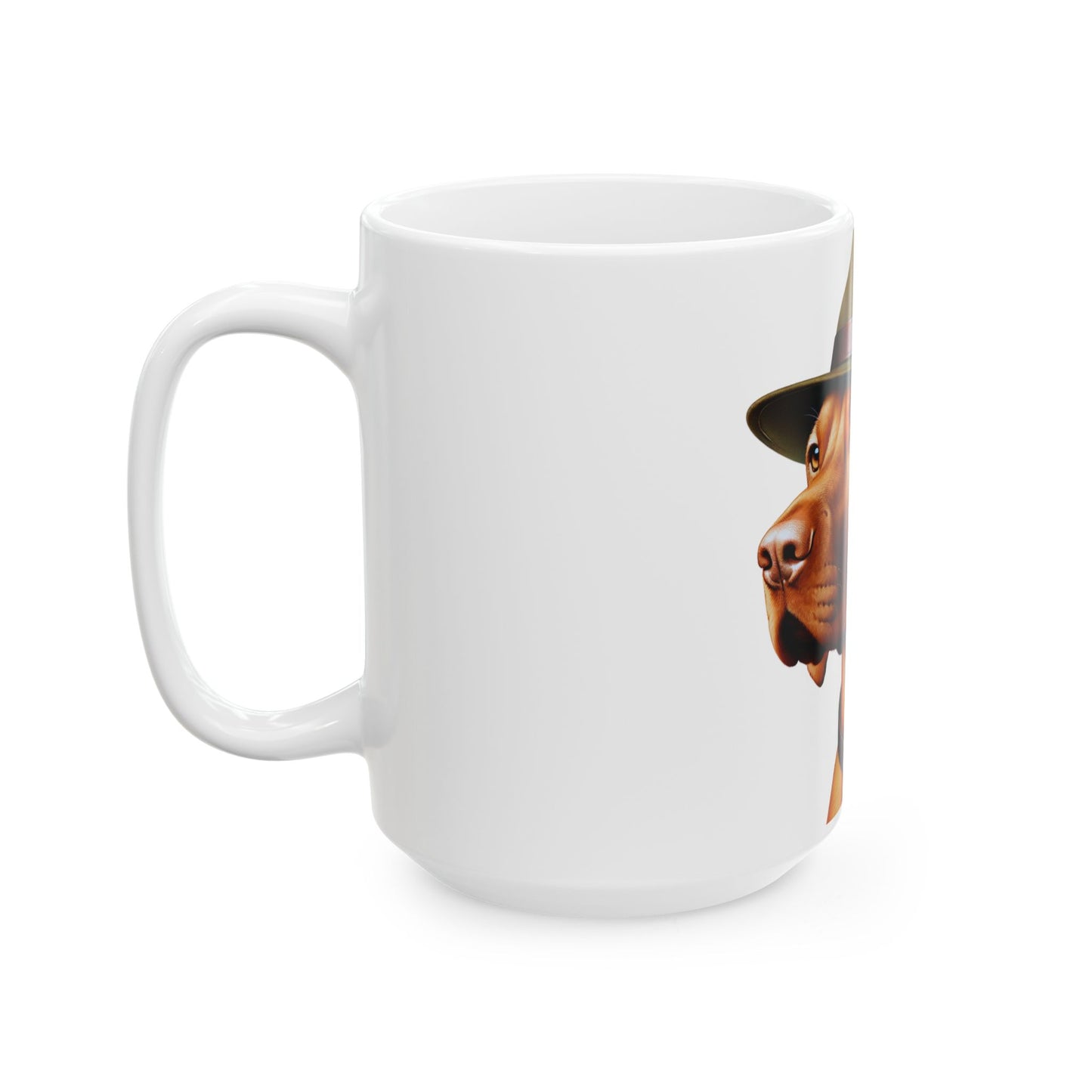 Vizsla Wearing a Campaign Hat - Ceramic Mug