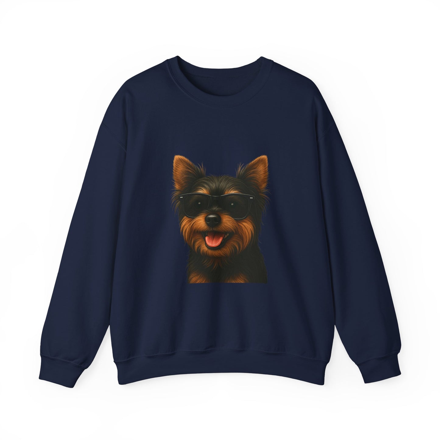 Yorkshire Terrier Wearing Sunglasses - Adult Crewneck Sweatshirt