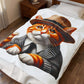 Tabby Cat Wearing a Fedora - Sherpa Blanket