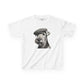 Airedale Terrier Wearing Tweed Flat Cap (Black & White)-  Youth T-Shirt  - Too Cute Pets