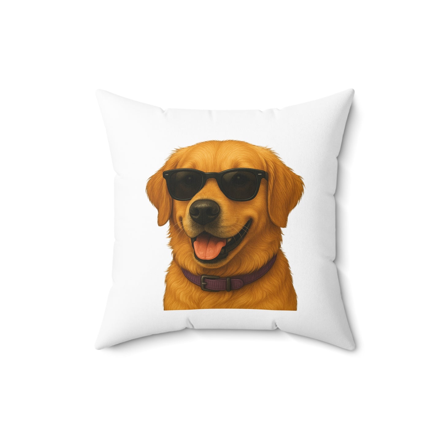 Golden Retriever Wearing Sunglasses - Throw Pillow