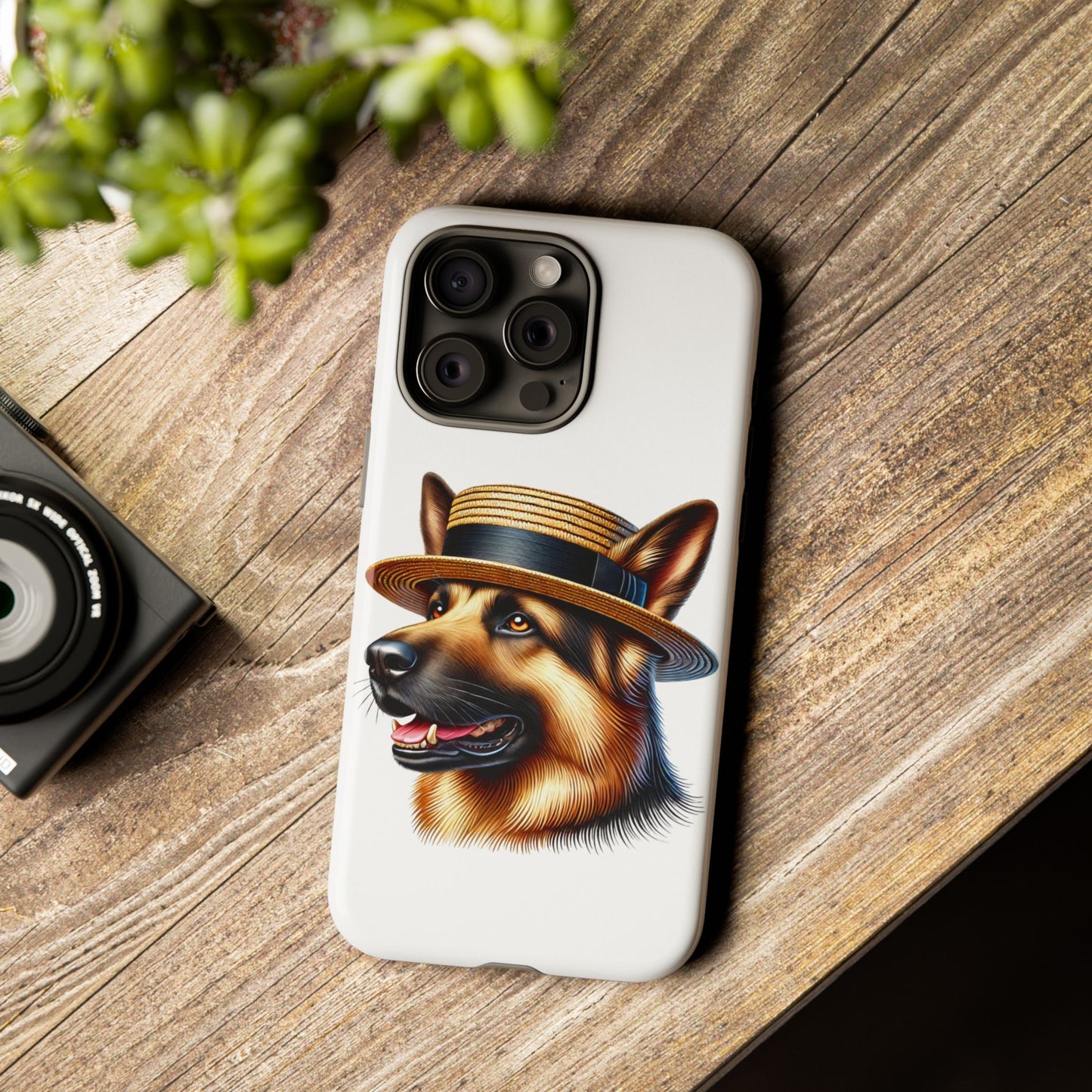 German Shepherd Wearing a Boater Hat - Tough Phone Case