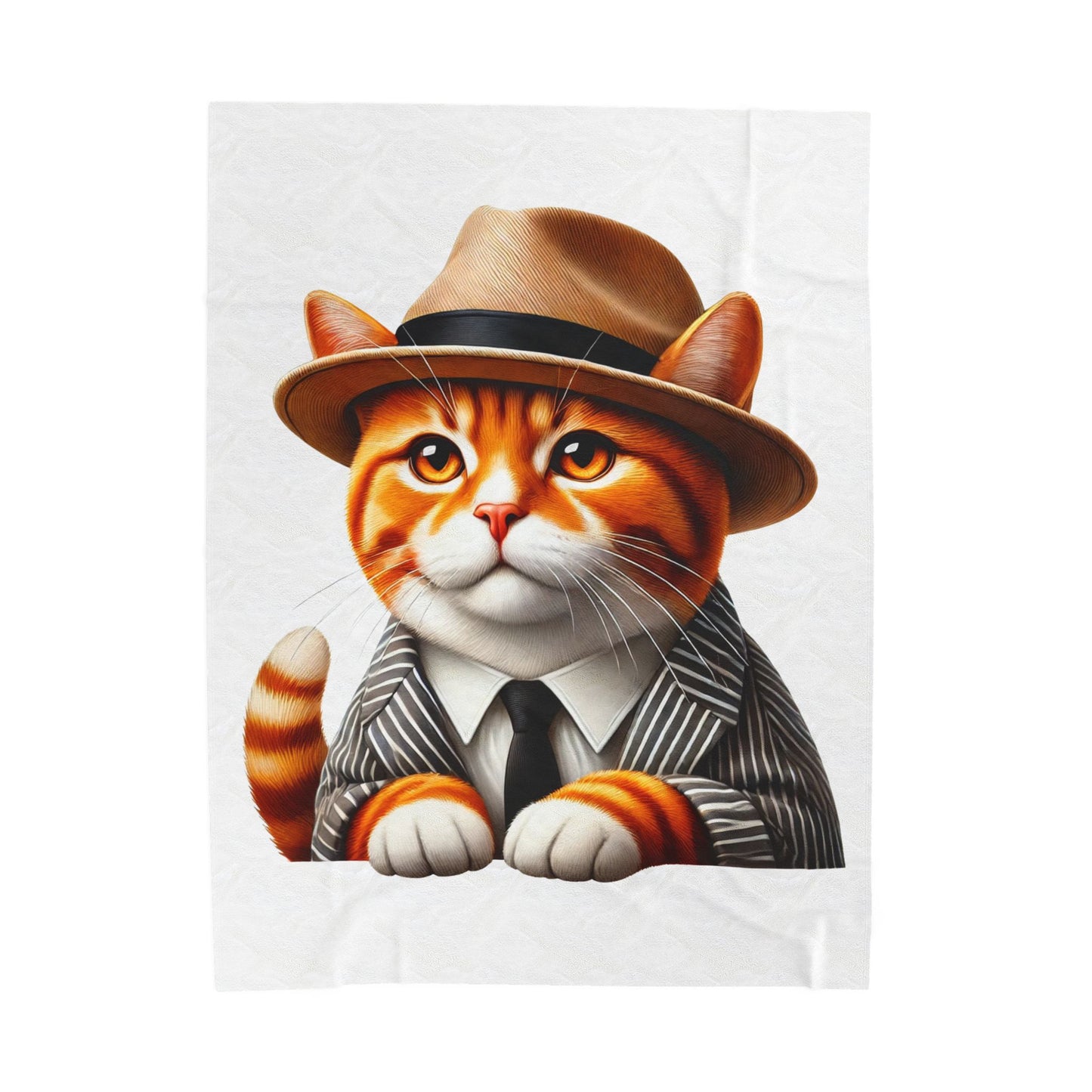 Tabby Cat Wearing a Fedora - Sherpa Blanket