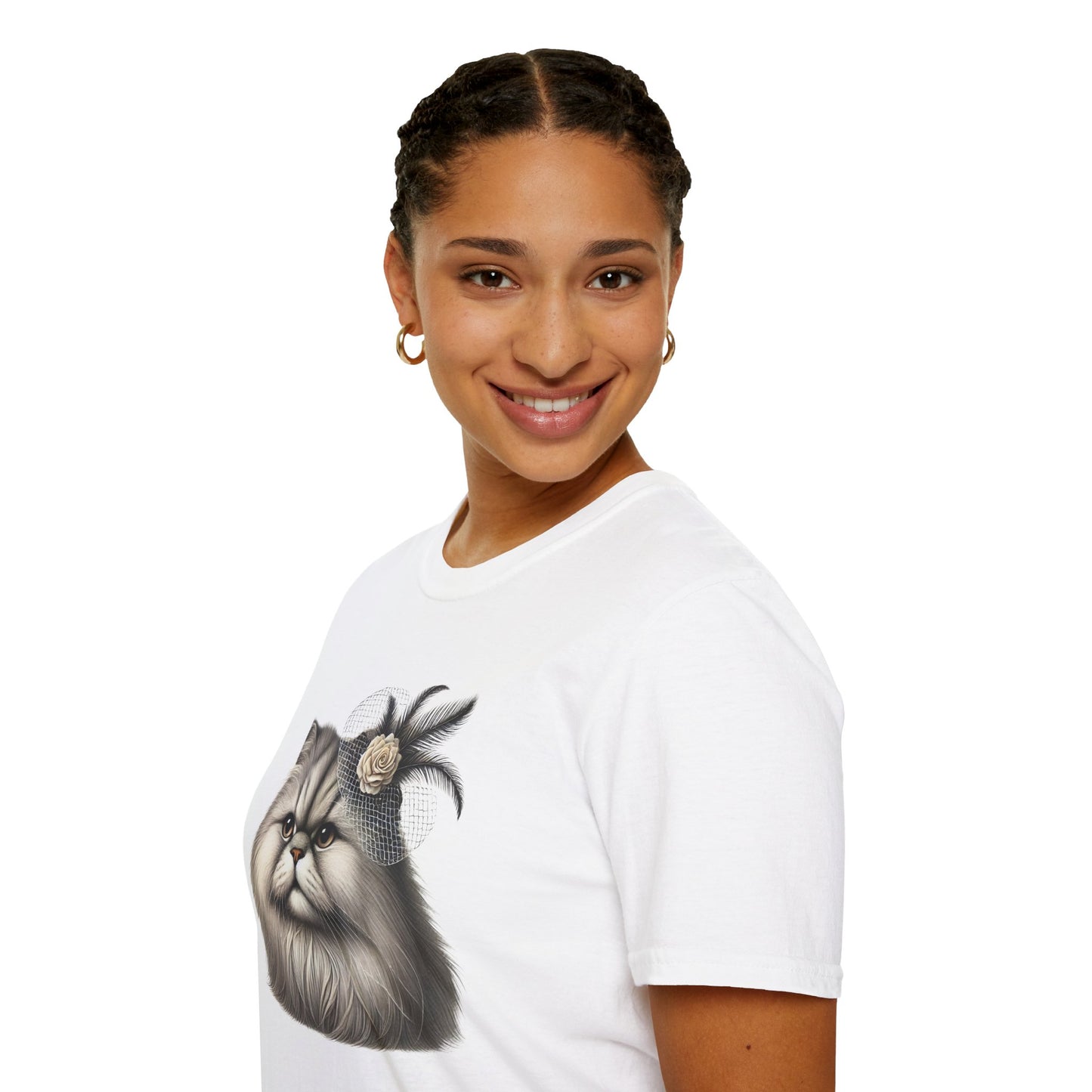 Persian Cat Wearing A Flower Fascinator - Adult T-Shirt -Too Cute Pets