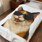 Calico Shorthair Cat Wearing Sunglasses - Sherpa Blanket