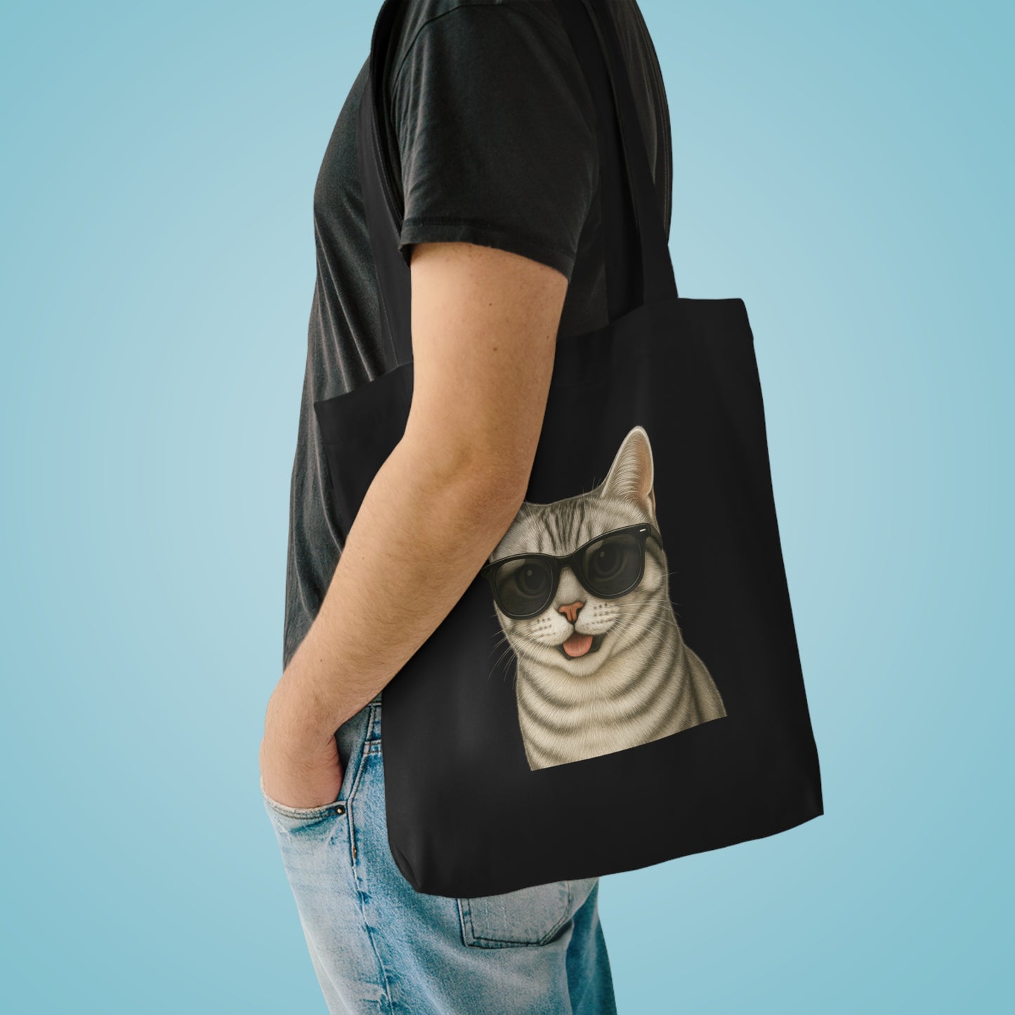 American Shorthair Silver Tabby Wearing Sunglasses Cotton Tote Bag