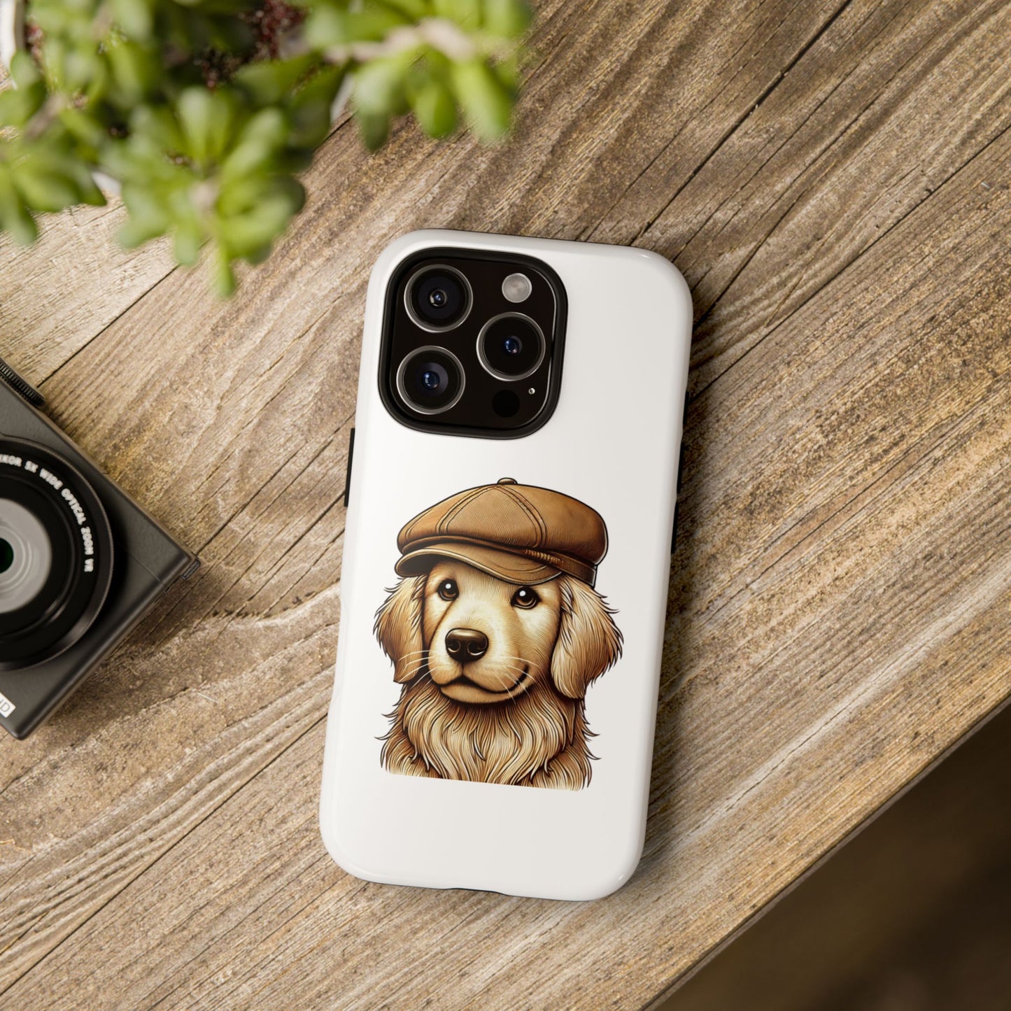 Golden Retriever Wearing a Newsboy Cap - Tough Phone Case