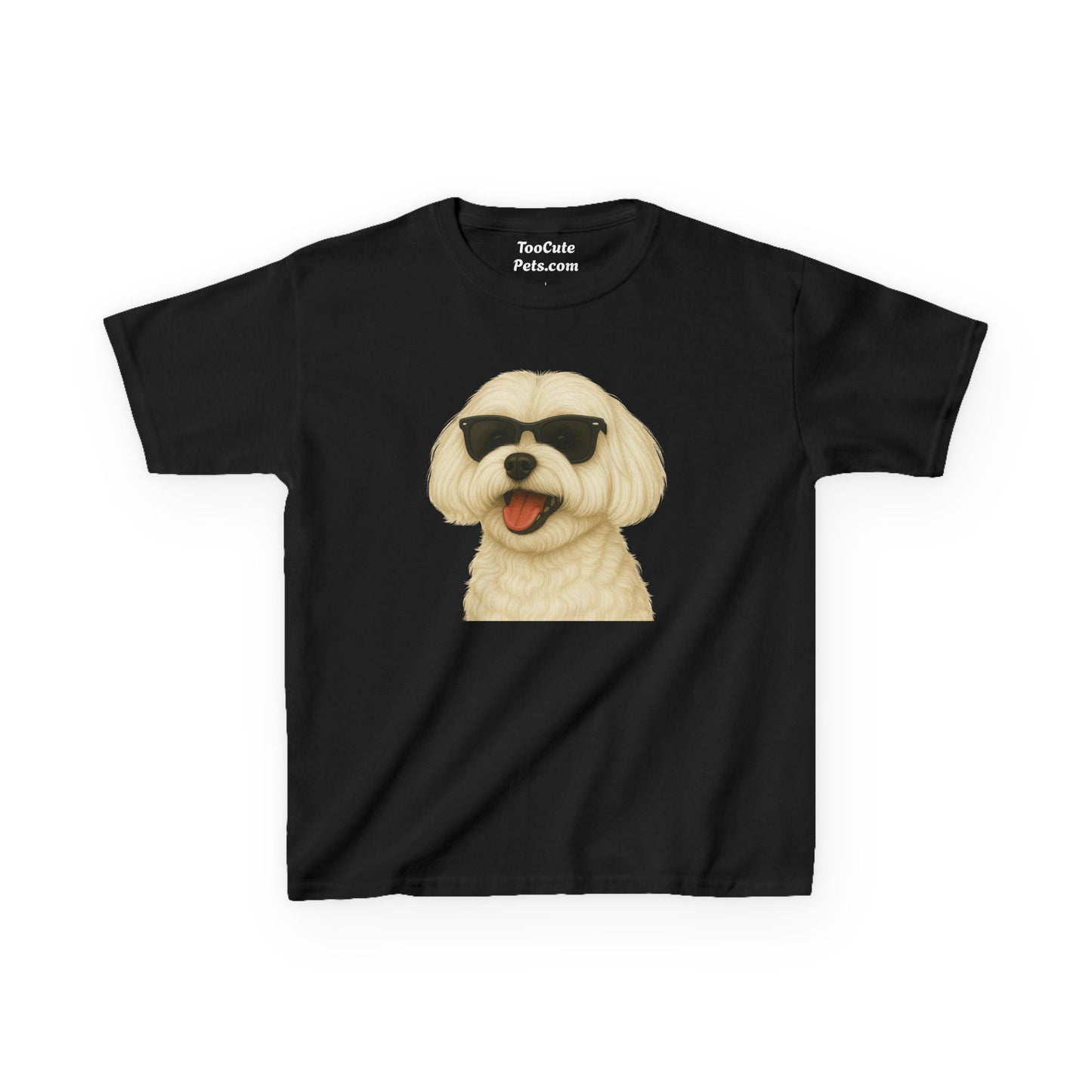 White Maltese Wearing Sunglasses - Kids Tee