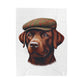 Labrador Wearing a Tweed Flat Cap - Sherpa Blanket