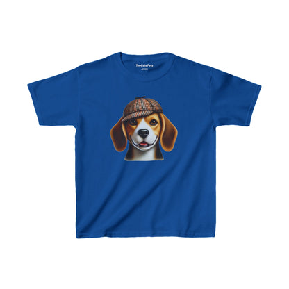 Smiling Beagle Wearing Deerstalker Hat Youth T-Shirt - Too Cute Pets
