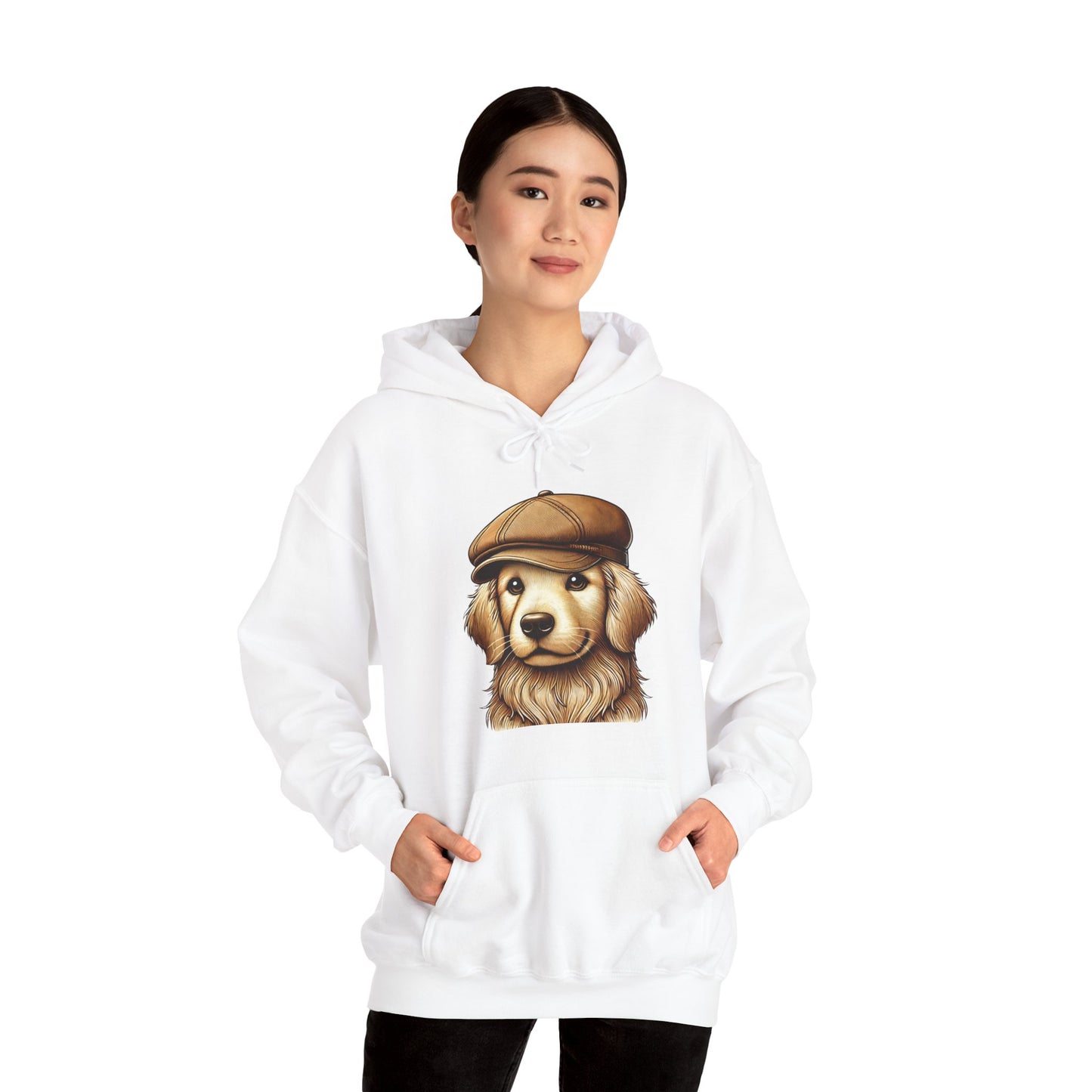 Golden Retriever Wearing Newsboy Hat - Adult Hoodie - Too Cute Pets