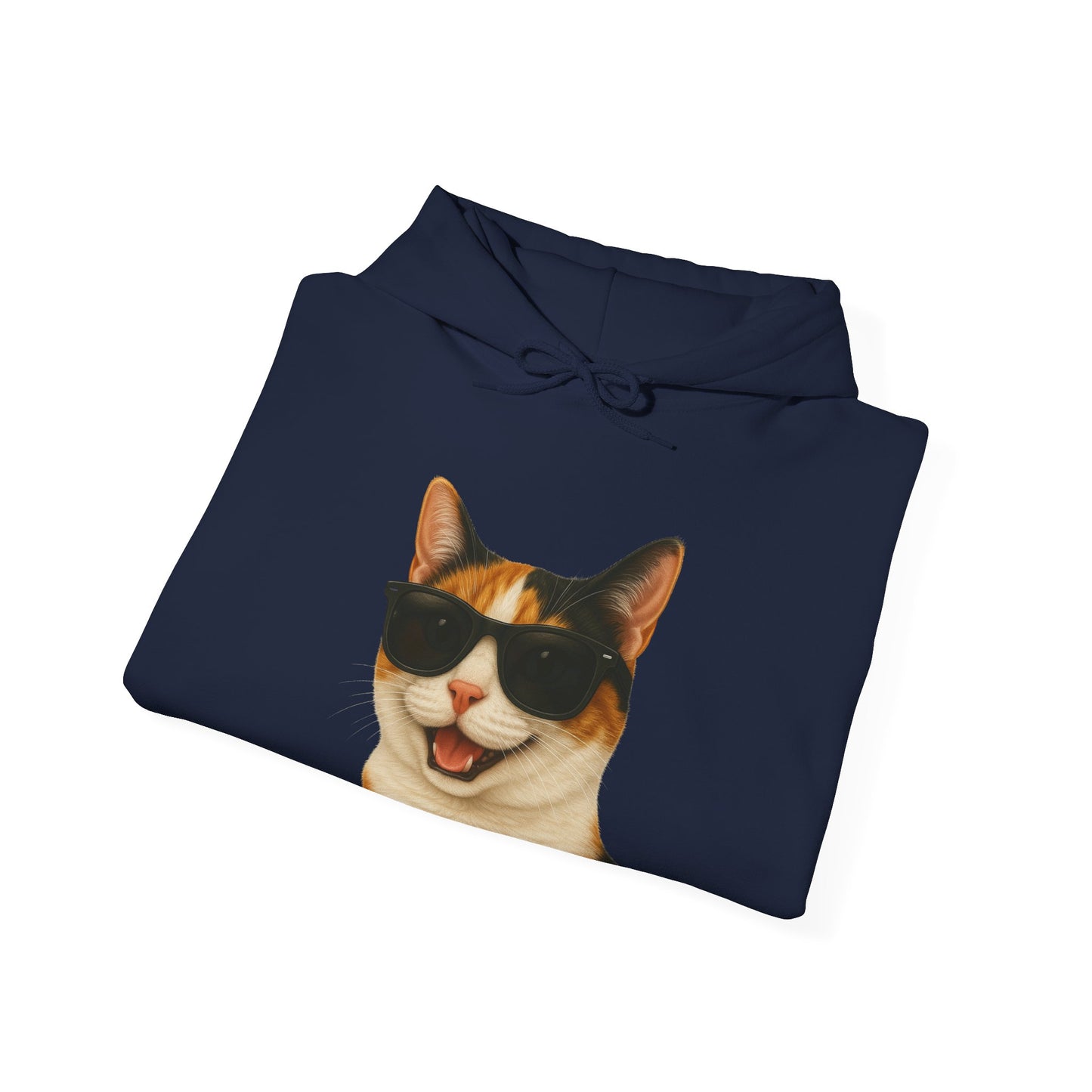 Calico Shorthair Cat Wearing Sunglasses - Adult Hoodie