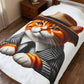 Tabby Cat Wearing a Fedora - Sherpa Blanket