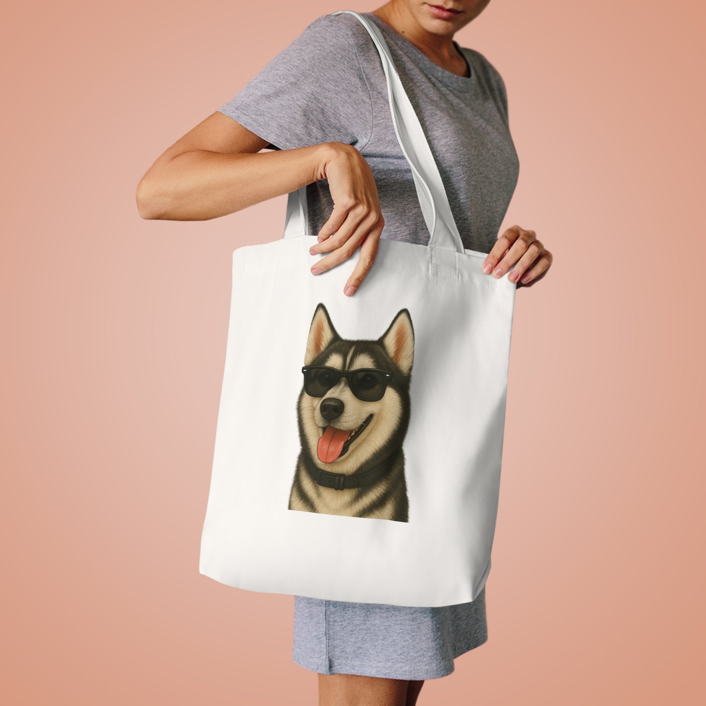 Siberian Husky Wearing Sunglasses Cotton Tote Bag