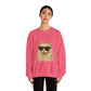 Cream Longhair Cat Wearing Sunglasses - Adult Crewneck Sweatshirt