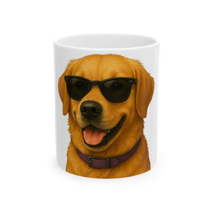 Golden Retriever Wearing Sunglasses Ceramic Mug