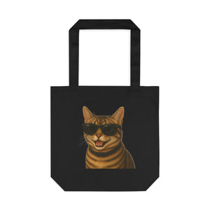 Tabby Cat Wearing Sunglasses Cotton Tote Bag