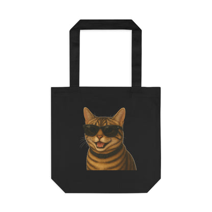 Tabby Cat Wearing Sunglasses Cotton Tote Bag