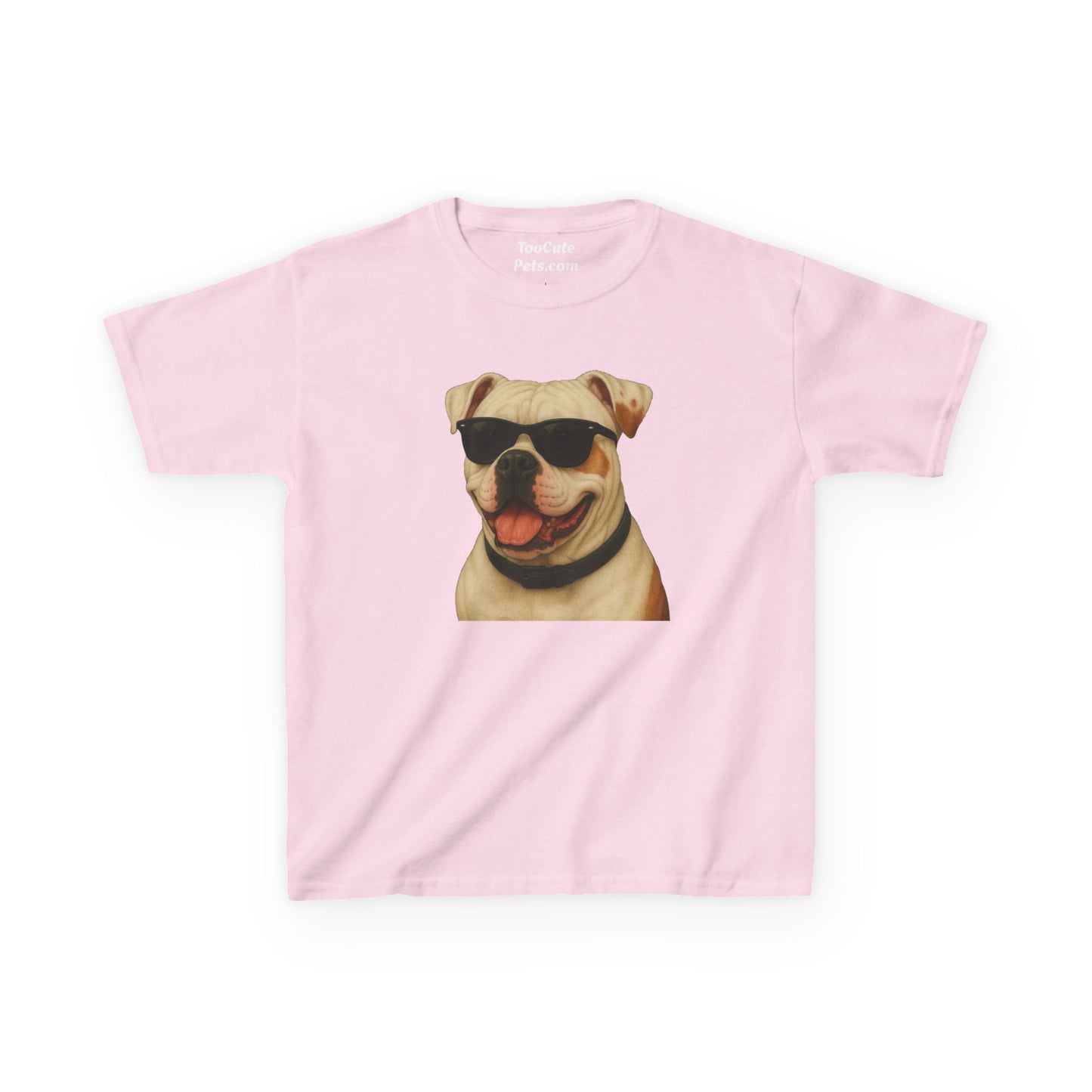 Kids Tee with American Bulldog Wearing Sunglasses