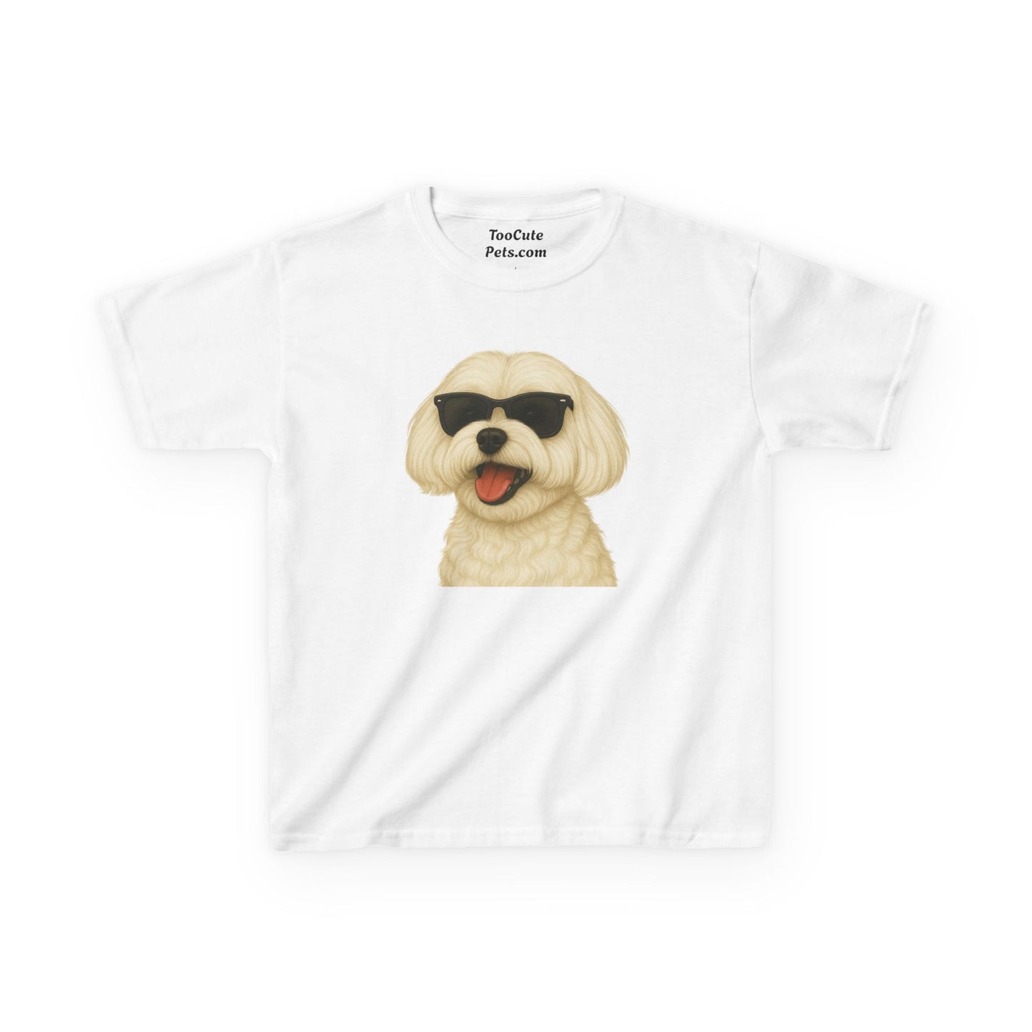 White Maltese Wearing Sunglasses - Kids Tee