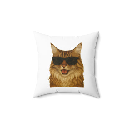 Maine Coon Wearing Sunglasses - Throw Pillow
