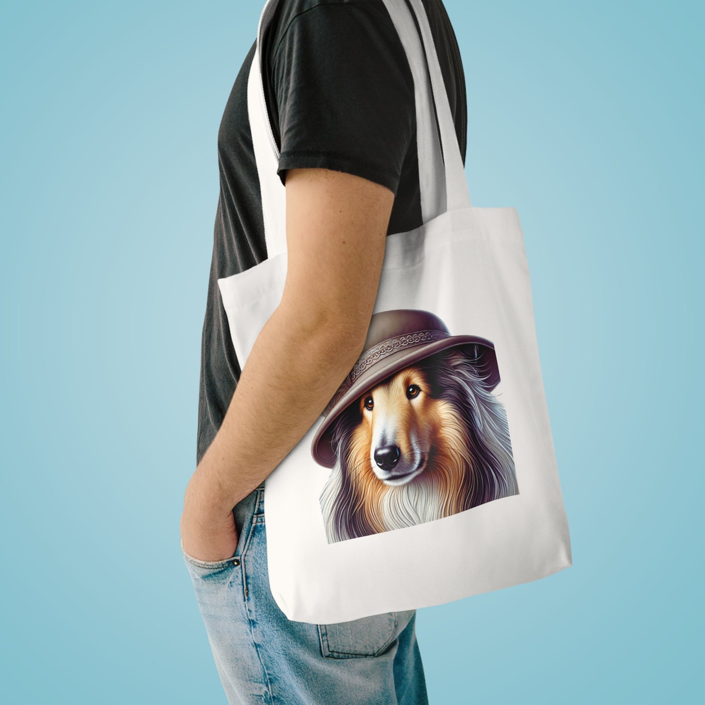 Collie Wearing a Cloche Hat - Cotton Tote Bag