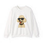White Poodle Wearing Sunglasses - Adult Crewneck Sweatshirt