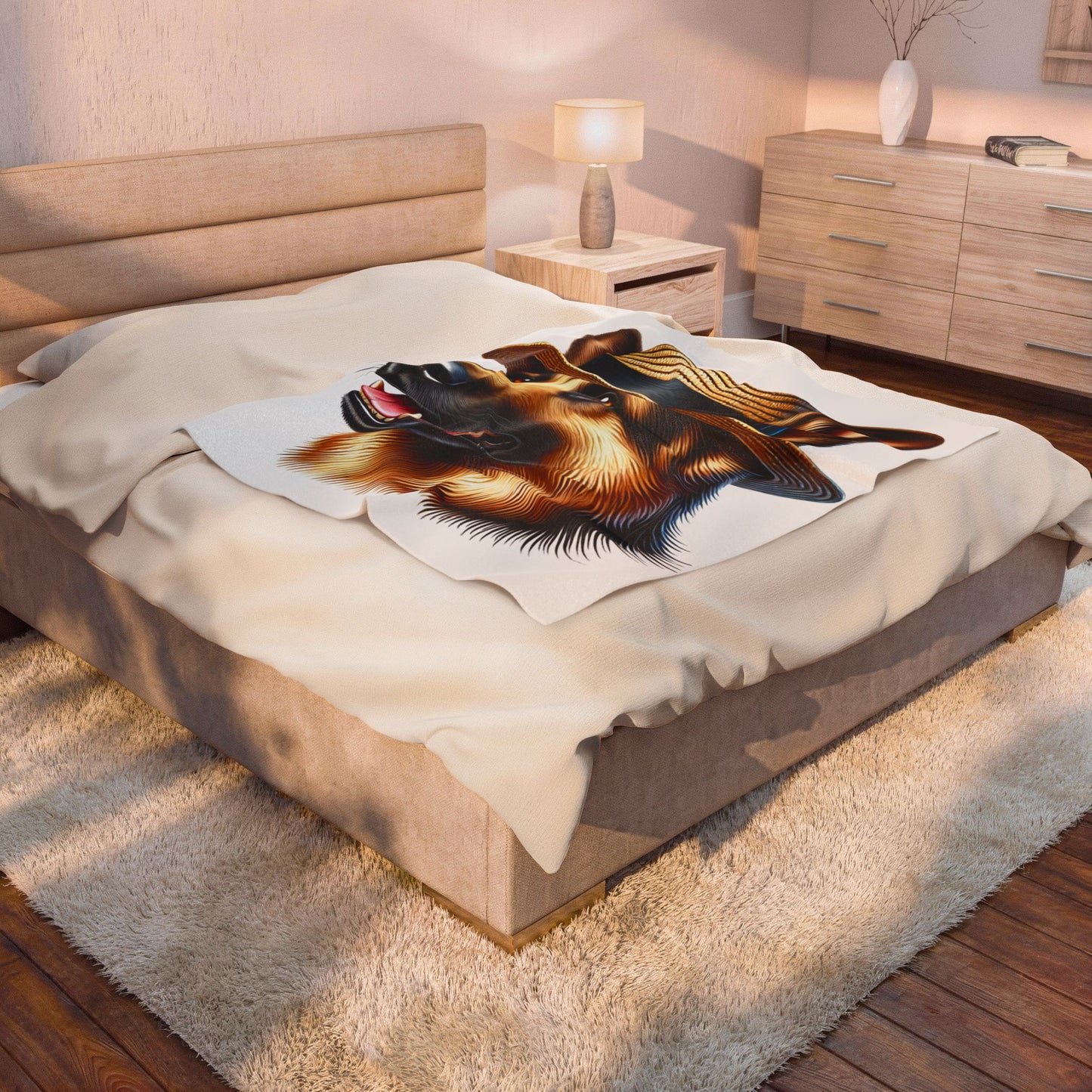 German Shepherd Wearing a Boater Hat - Sherpa Blanket