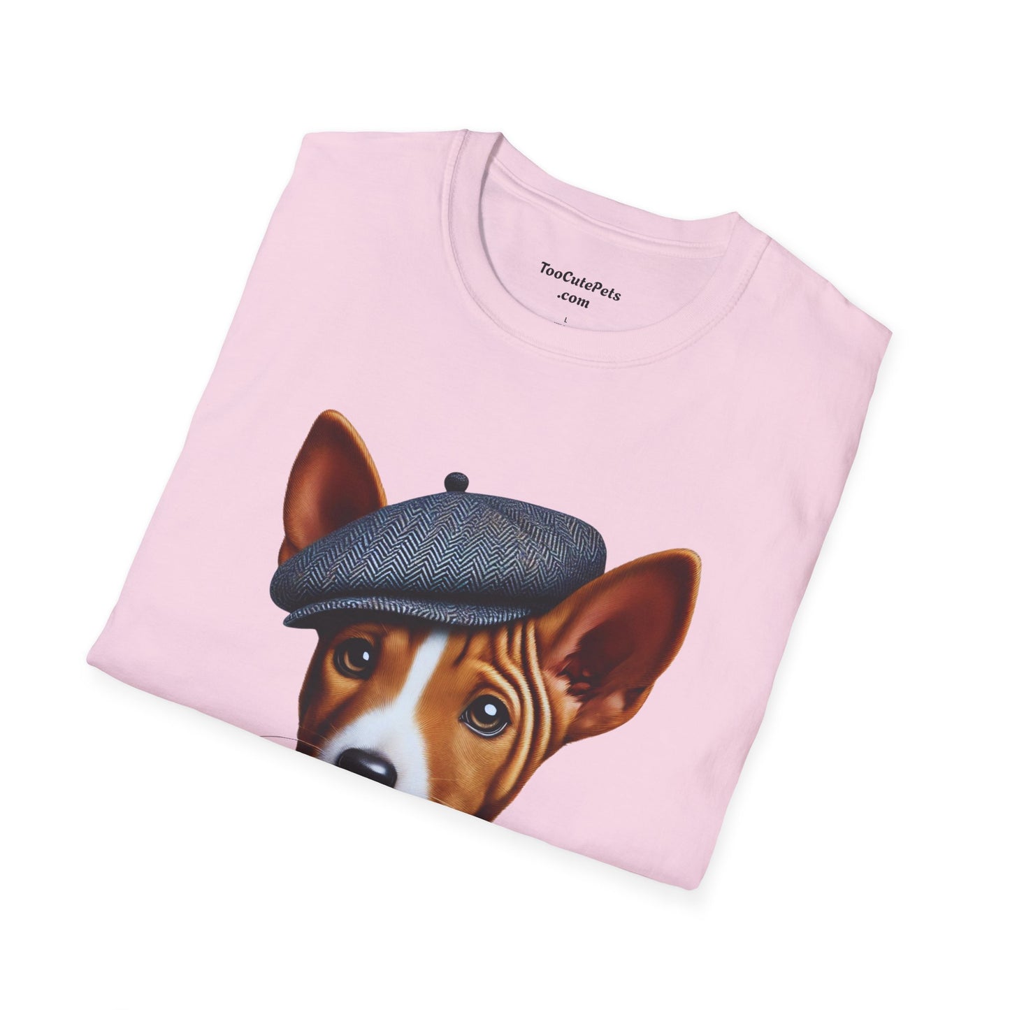 Basenji Pup Wearing Tweed Cap - Adult T-Shirt - Too Cute Pets