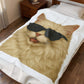 Cream Longhair Cat Wearing Sunglasses - Sherpa Blanket