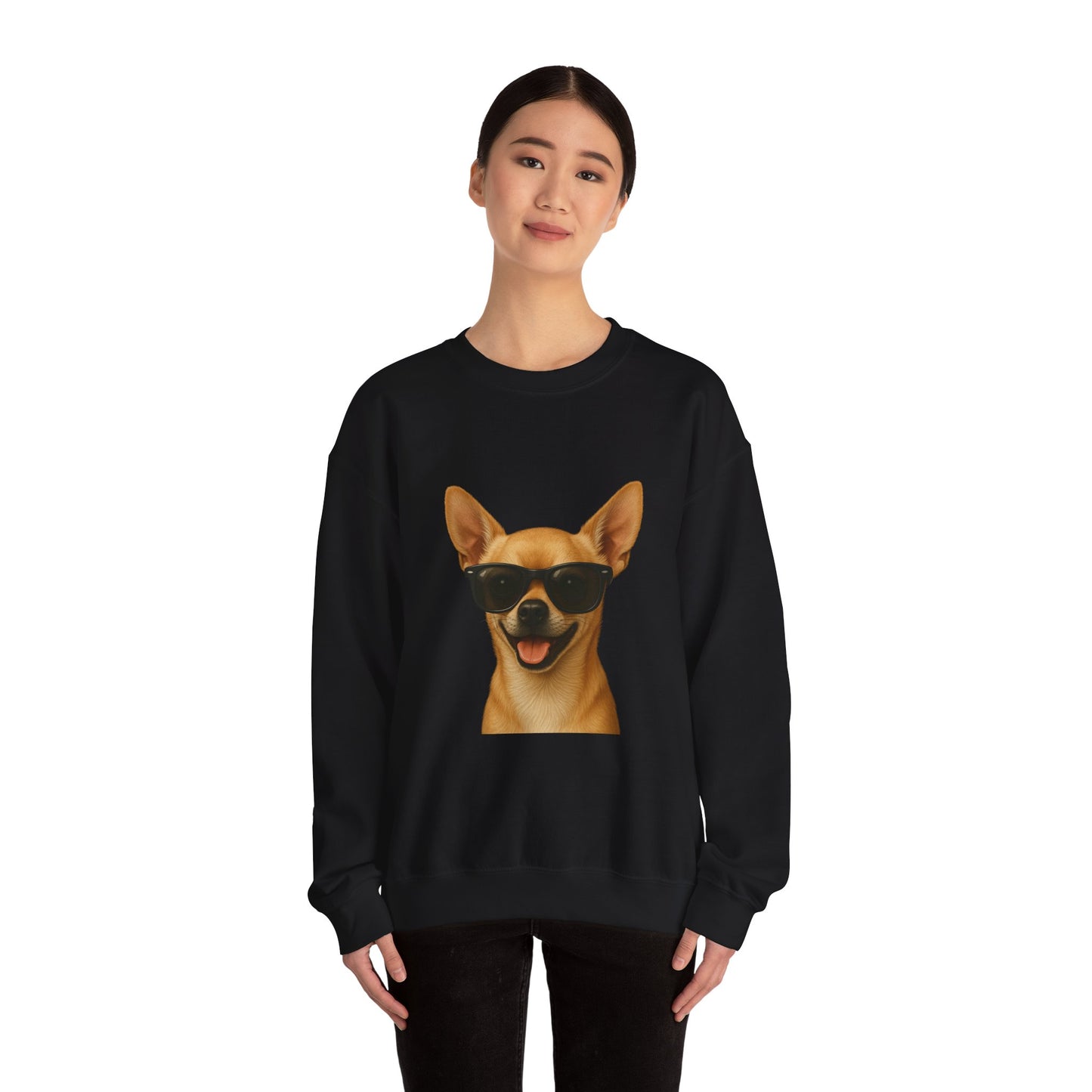Chihuahua Wearing Sunglasses - Adult Crewneck Sweatshirt
