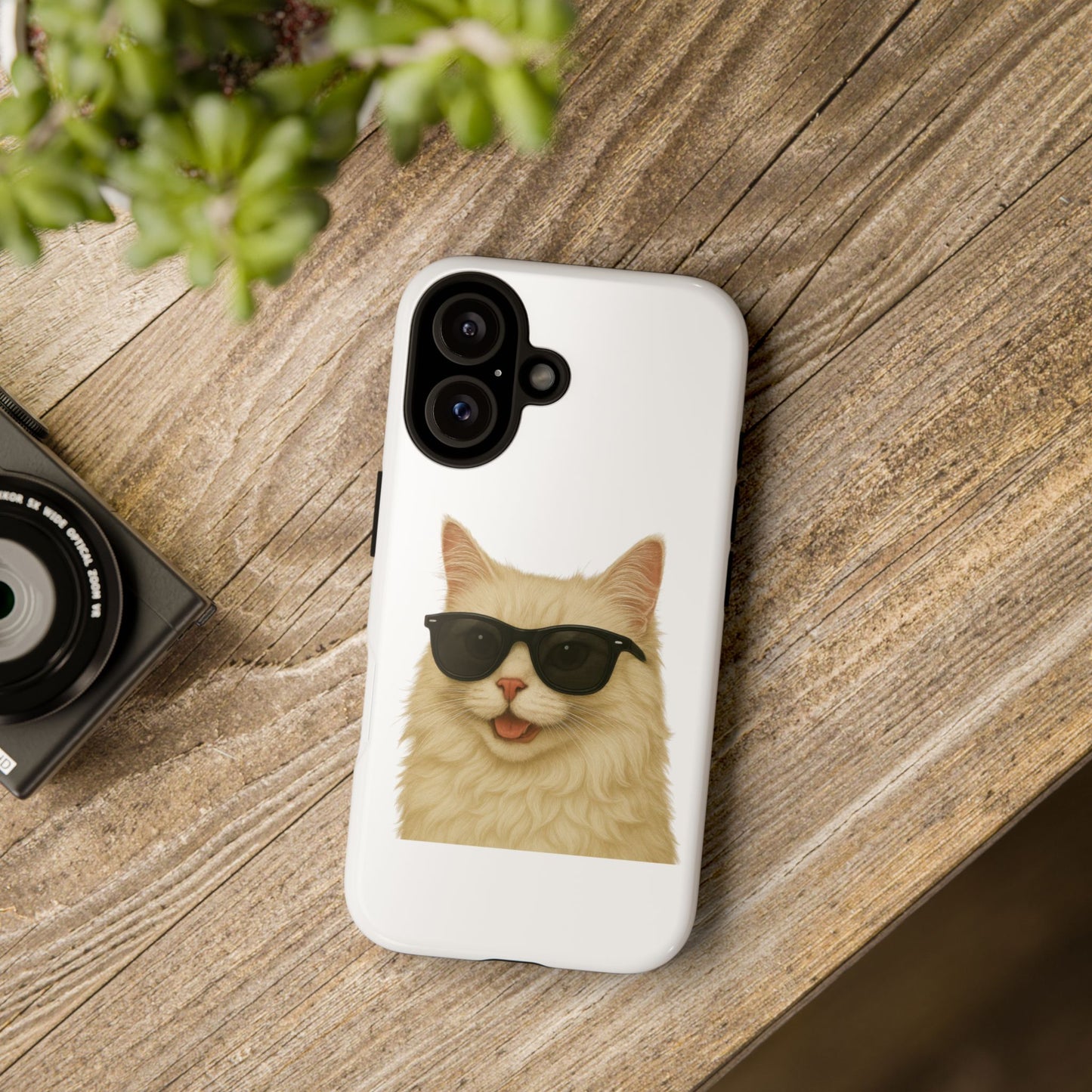 Cream Longhair Cat Wearing Sunglasses - Tough Phone Case