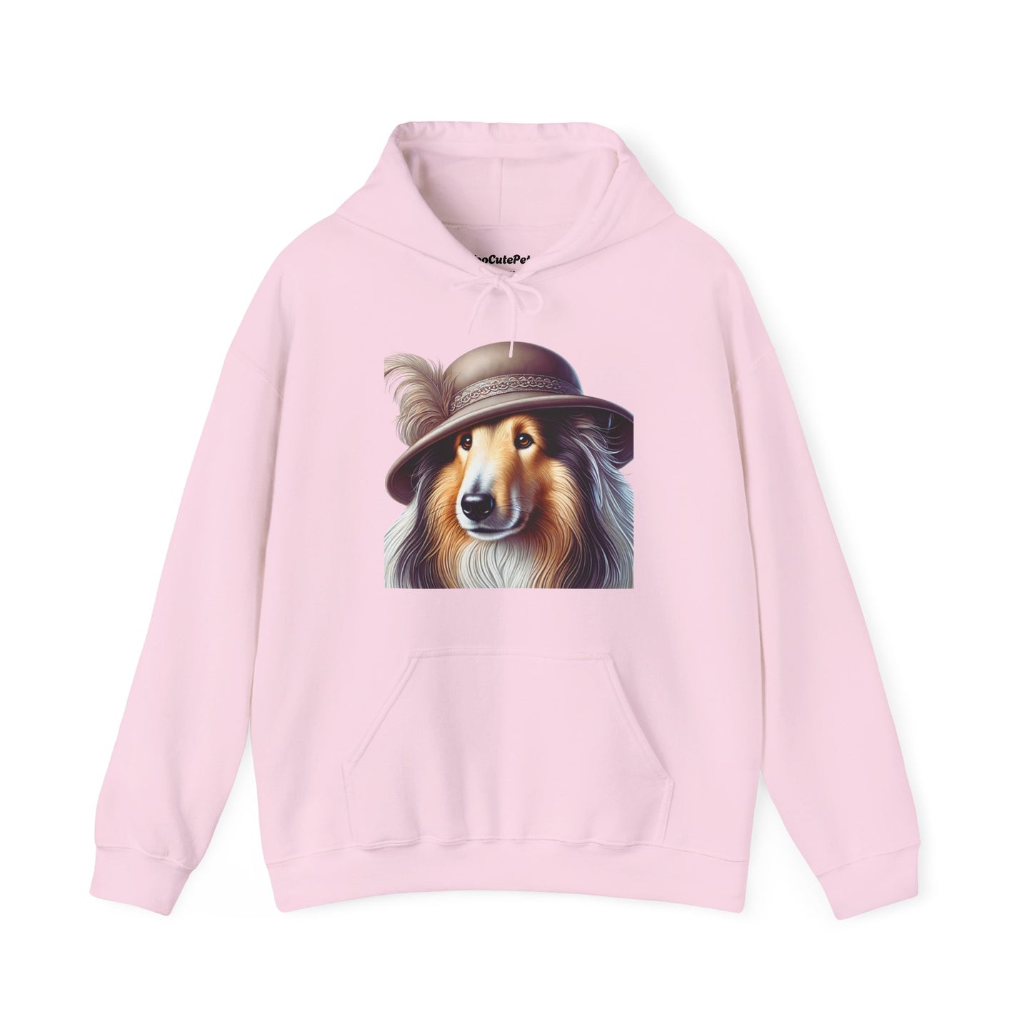 Collie Wearing Cloche Hat - Adult Hoodie - Too Cute Pets