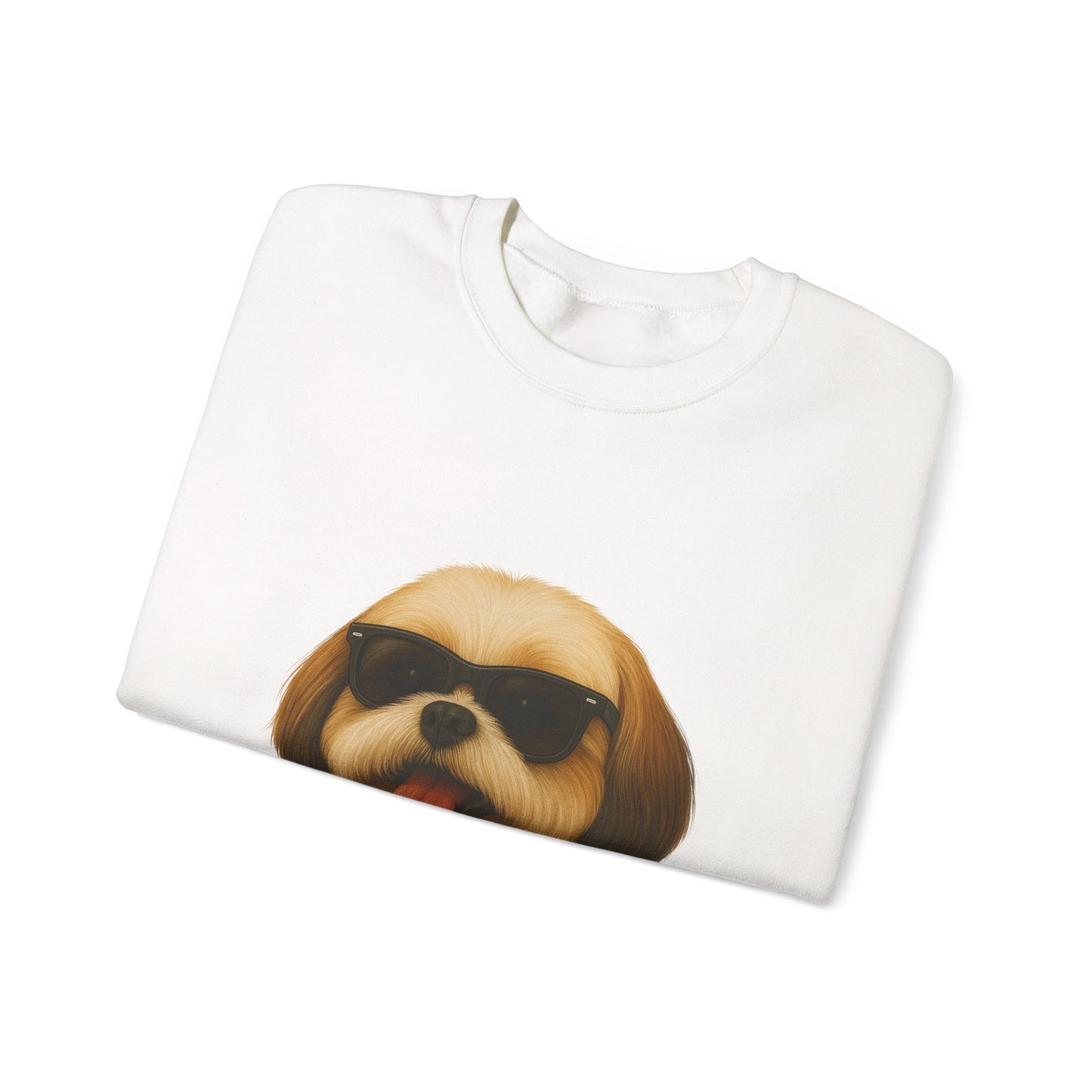 Shih Tzu Wearing Sunglasses - Adult Crewneck Sweatshirt