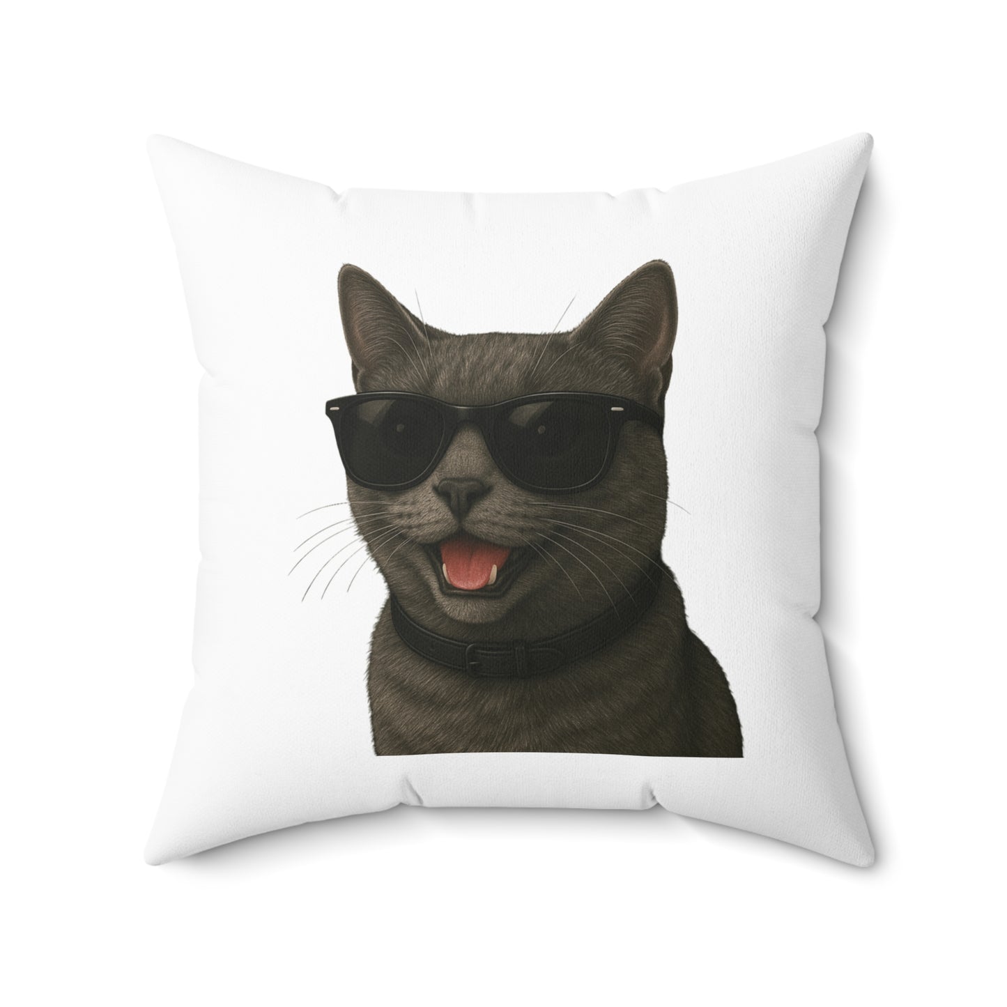 Gray Cat Wearing Sunglasses - Throw Pillow