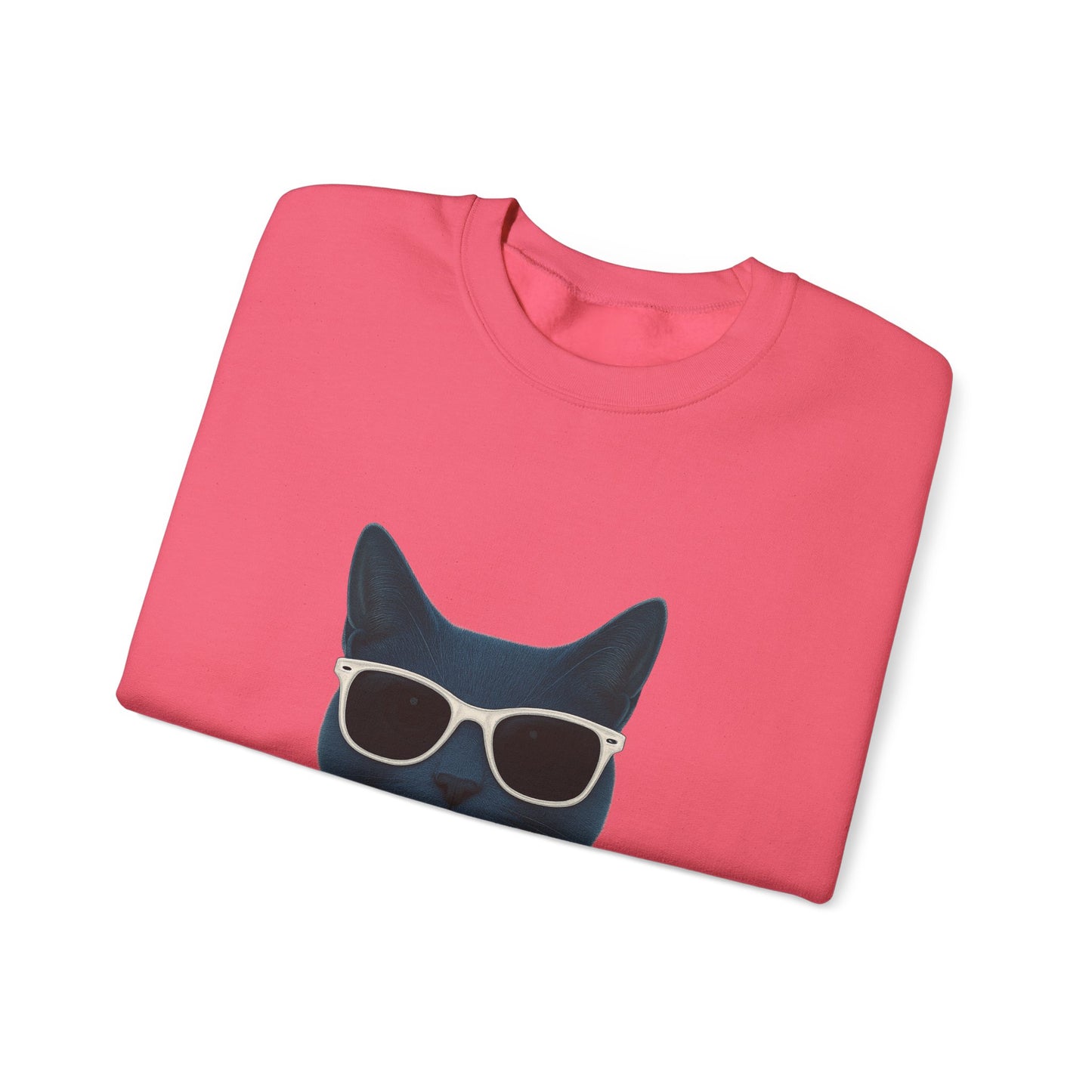Russian Blue Cat Wearing Sunglasses - Adult Crewneck Sweatshirt