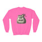 Persian Cat Wearing Fascinator Hat - Youth Crewneck Sweatshirt - Too Cute Pets