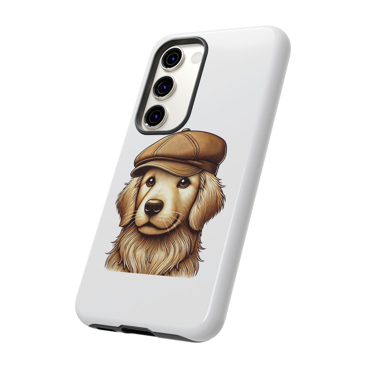 Golden Retriever Wearing a Newsboy Cap - Tough Phone Case