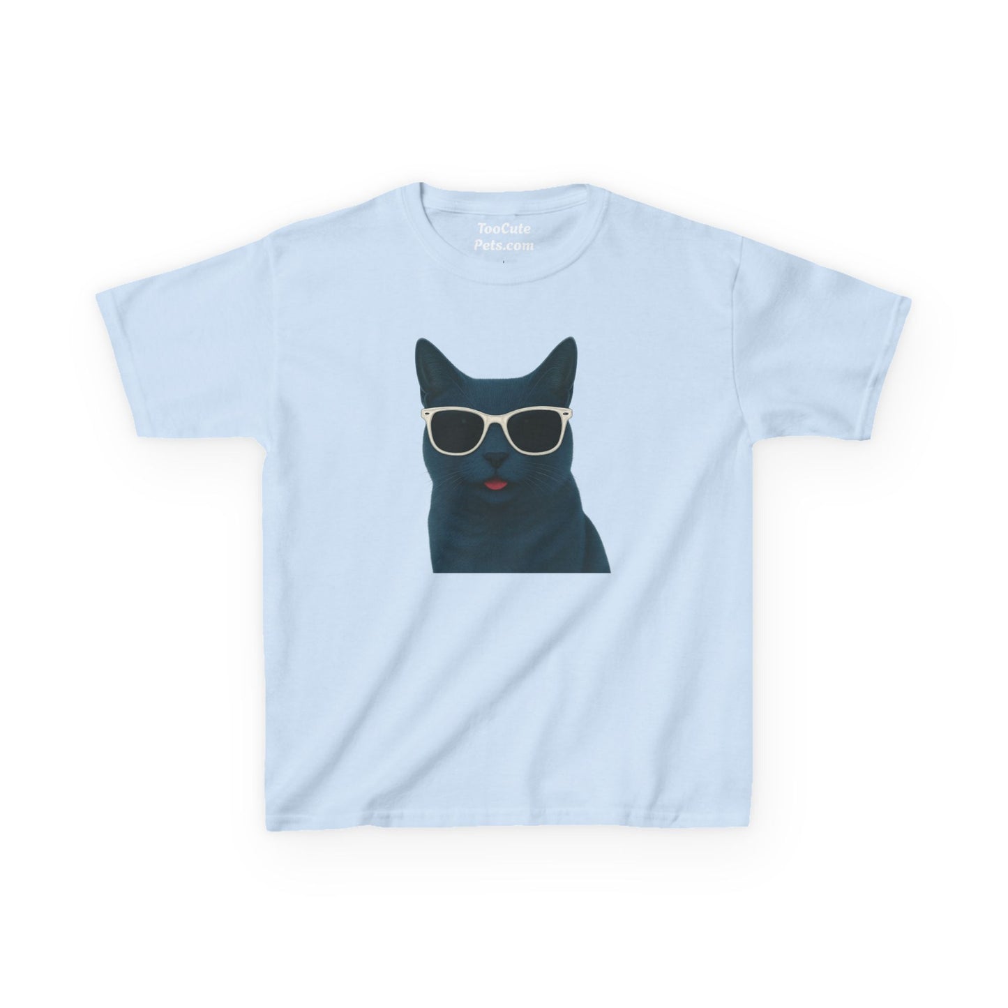 Russian Blue Cat Wearing Sunglasses Kids Tee